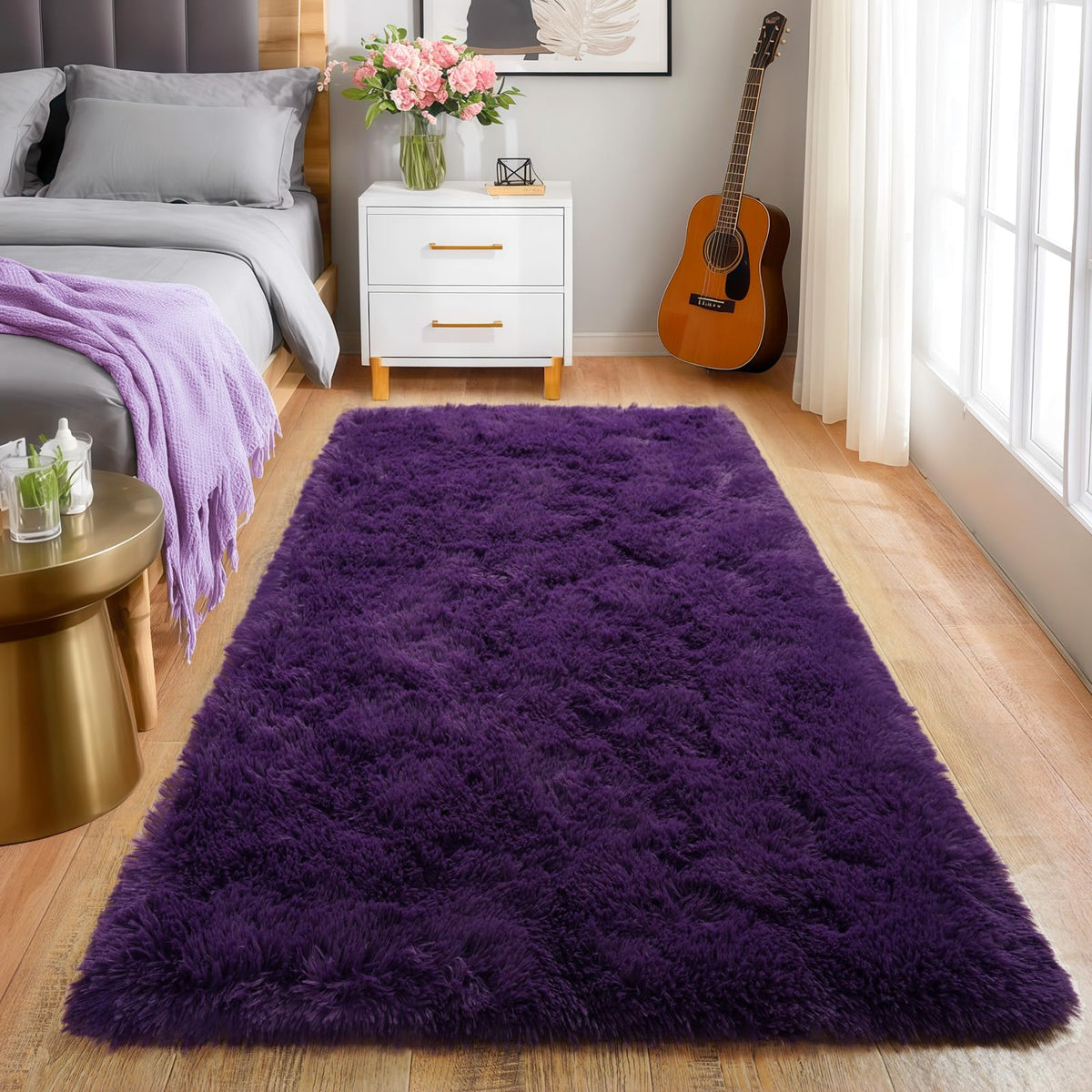 Pionblank 8x10 Rug for Living Room, Fluffy Large Area Rug, Cream White