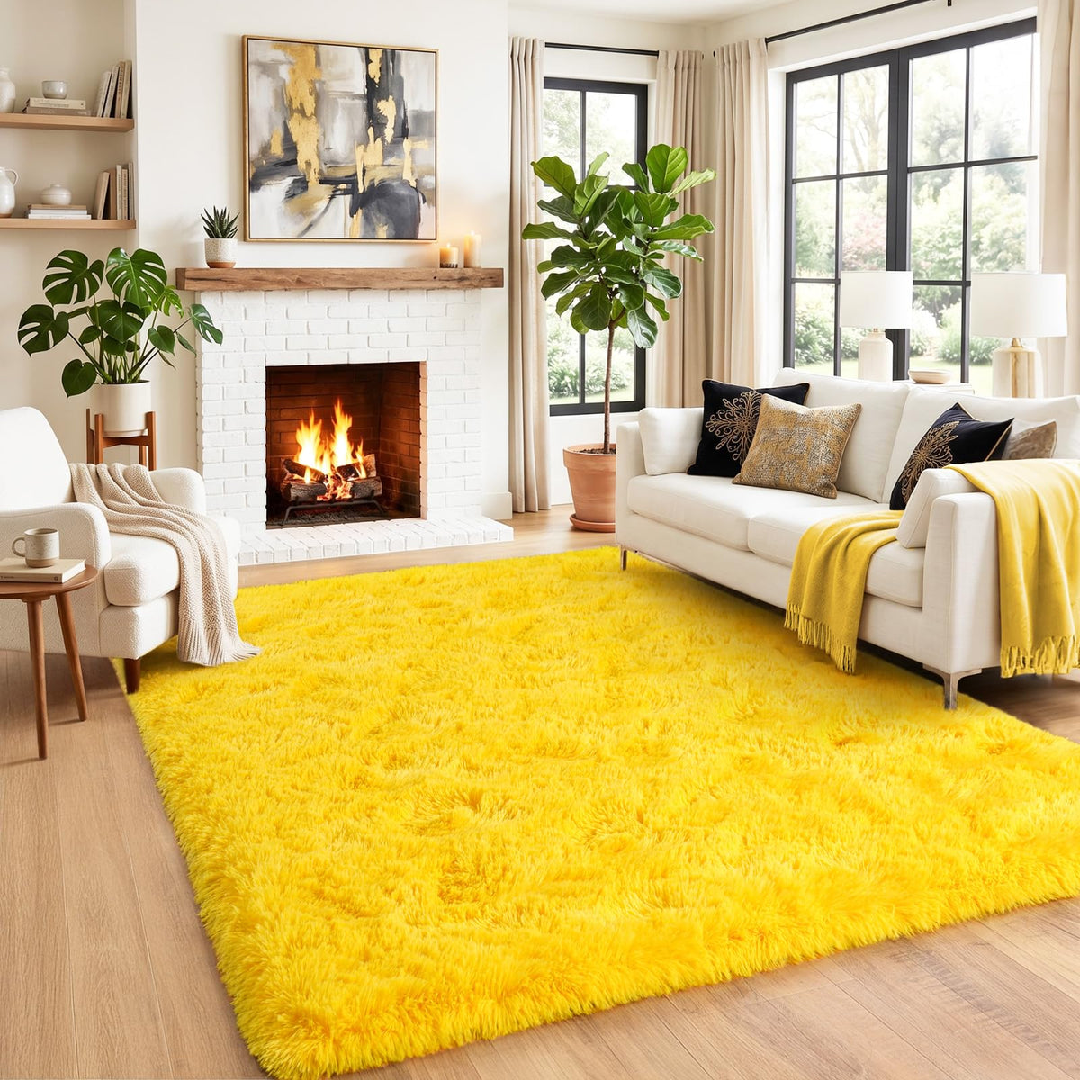 8x10 Area Rugs for Living Room, Ultra Soft Large Shag Black Bedroom Rug Upgrade Non-Slip Plush Modern Fluffy Carpet for Kids Boys Girls Room Home Decor Aesthetic