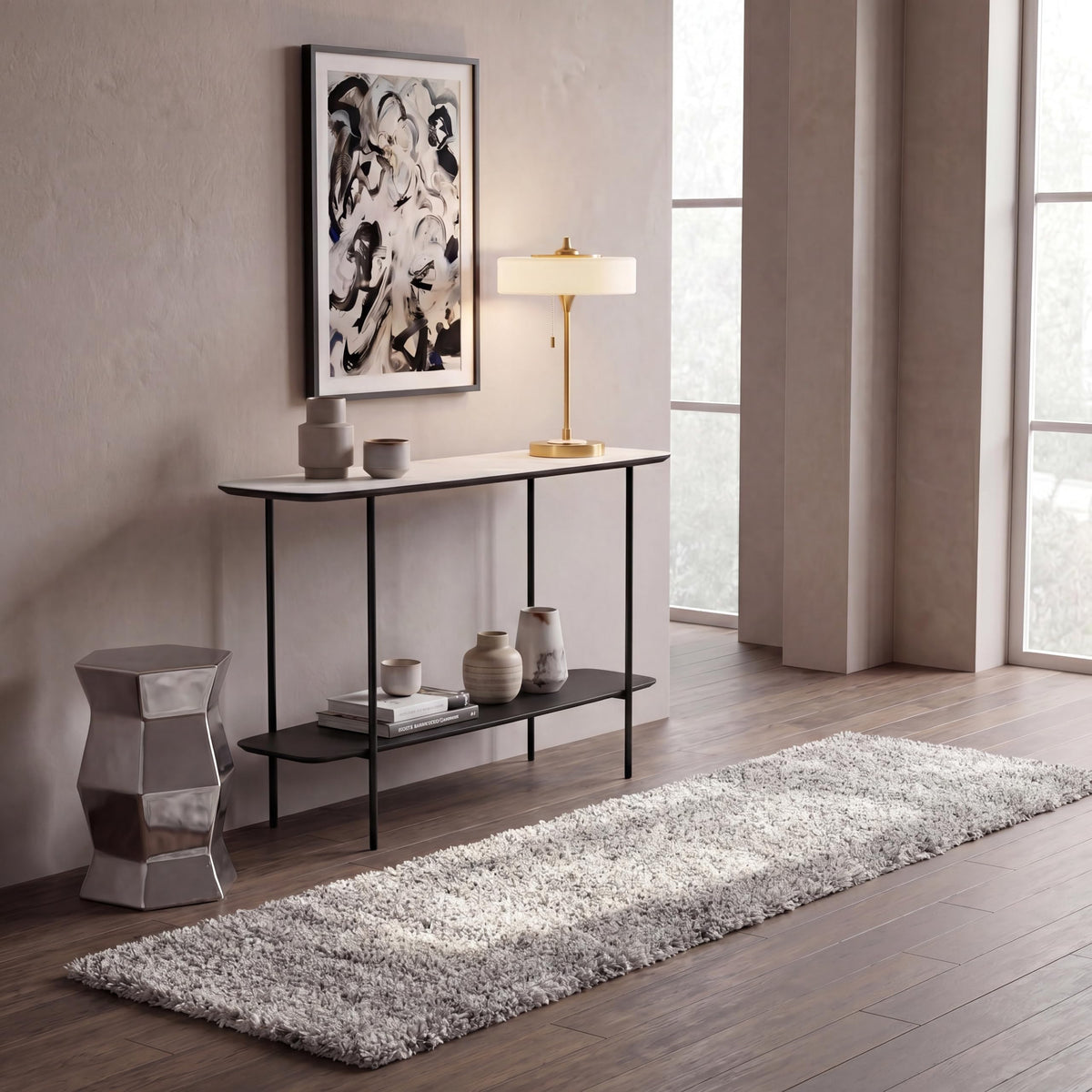 SAFAVIEH Hudson Shag Rug 10x14, Plush X-Large Ivory & Grey SGH295B