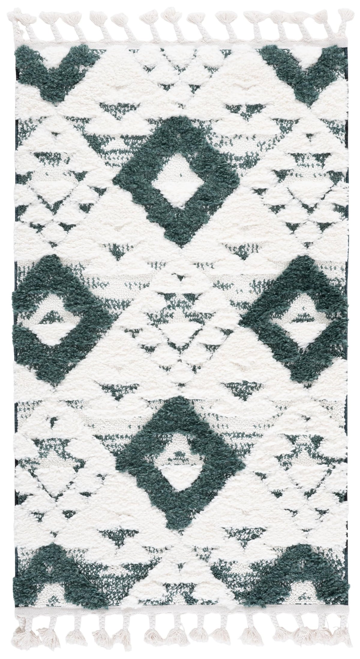 SAFAVIEH Moroccan Tassel Shag Rug 5'3"x7'6", Ivory & Brick Rust MTS688P