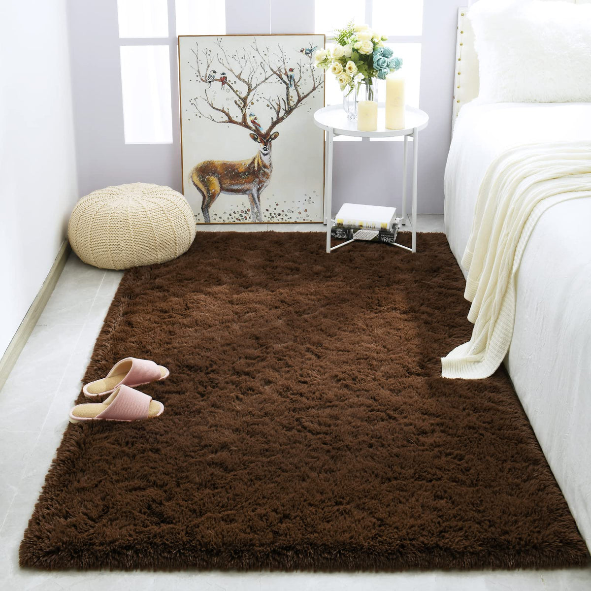 Merelax Soft Modern Indoor Large Shaggy Rug for Livingroom Bedroom Dorm Kids Room Home Decor, Non-Slip Plush Fluffy Furry Fur Area Rugs Comfy Nursery Accent Floor Carpet 9x12 Feet, Black