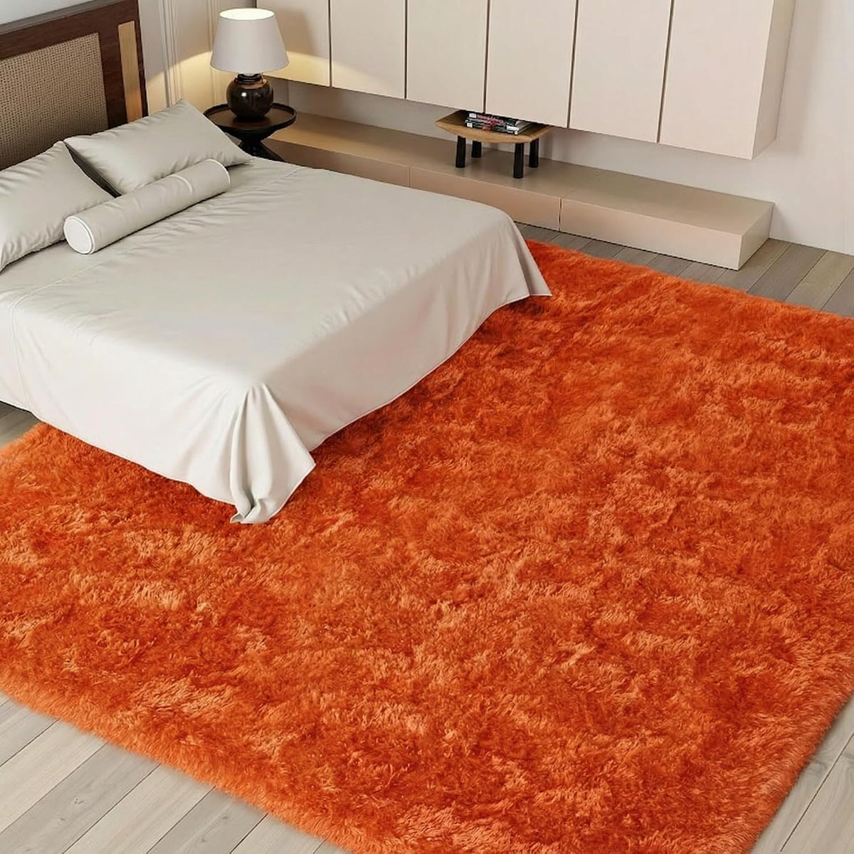 Orange 8x10 Area Rugs for Living Room Bedroom, Soft Plush Fluffy Large Rug