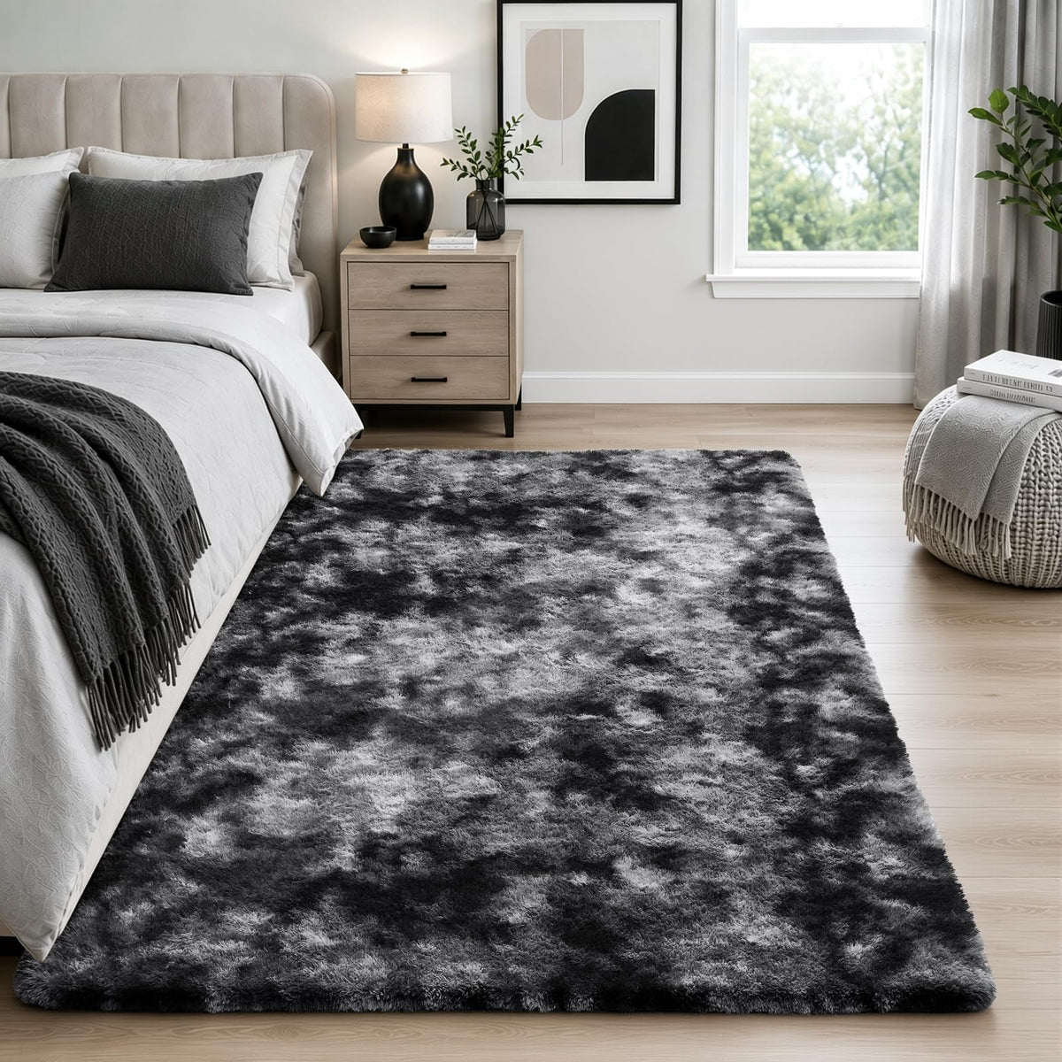 Ophanie 8x10 Area Rugs for Living Room, Washable Non-Slip Fluffy Soft Large Shag Bedroom Carpet, Ivory Big Indoor Nursery Rug, Carpets for Boy and Girls Room Dorm Decor with Over 99 pcs Pile fibers
