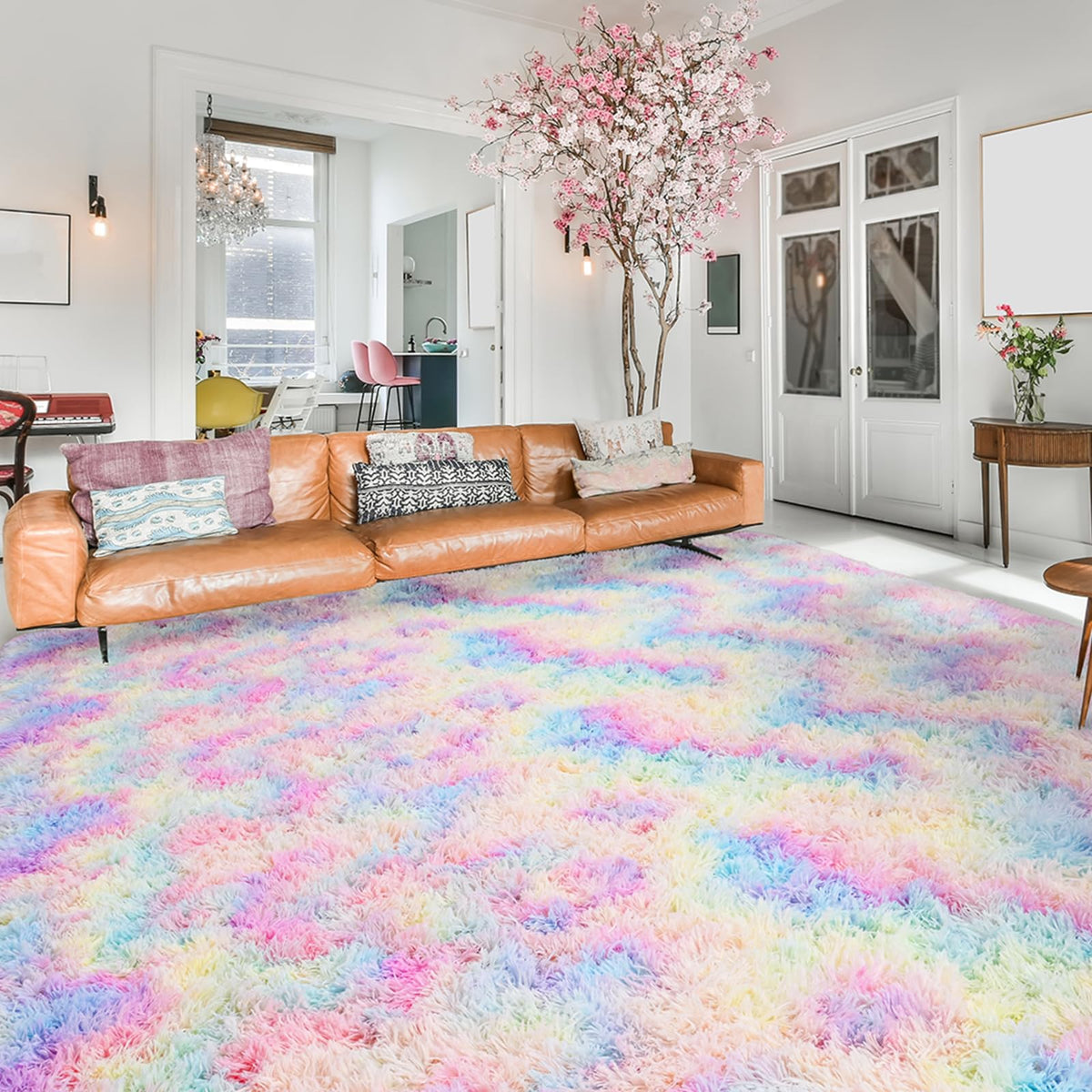 Softlife Dark Purple Area Rug for Bedroom, Fluffy Shag Plush 3x5 Rugs for Living Room Girls, Shaggy Throw Soft Fuzzy Small Kids Carpet for Dorm Bedside Ultra Cozy Non-Slip Indoor Decor