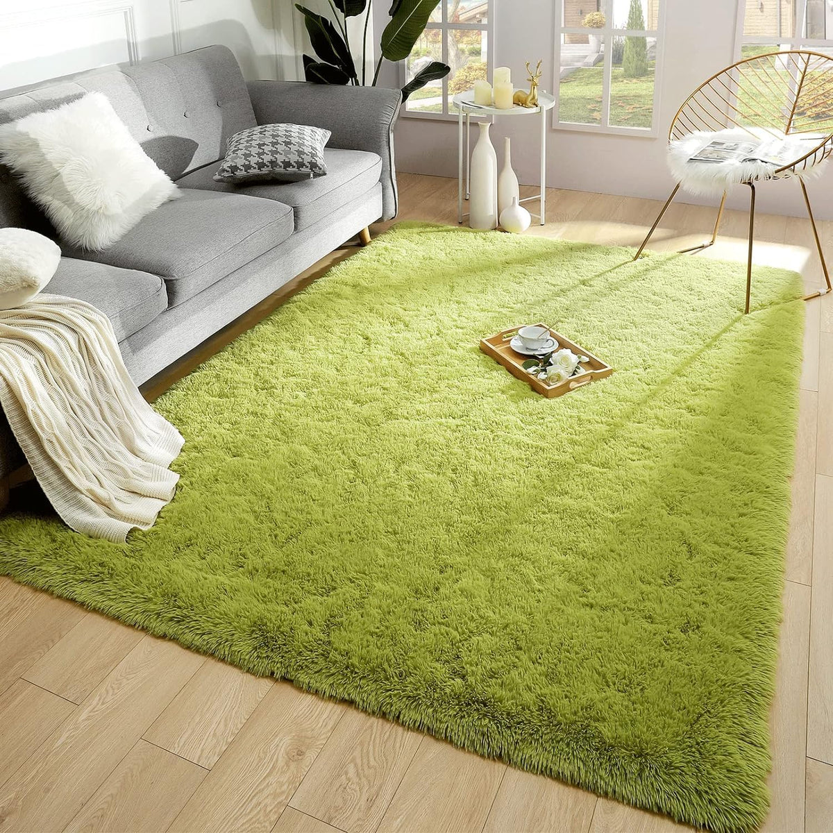 Merelax Soft Modern Indoor Large Shaggy Rug for Livingroom Bedroom Dorm Kids Room Home Decor, Non-Slip Plush Fluffy Furry Fur Area Rugs Comfy Nursery Accent Floor Carpet 9x12 Feet, Black