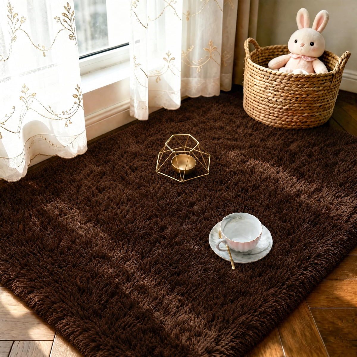 LOCHAS Area Rugs Fluffy Living Room Carpets for Kids Bedroom 6x9, Cream