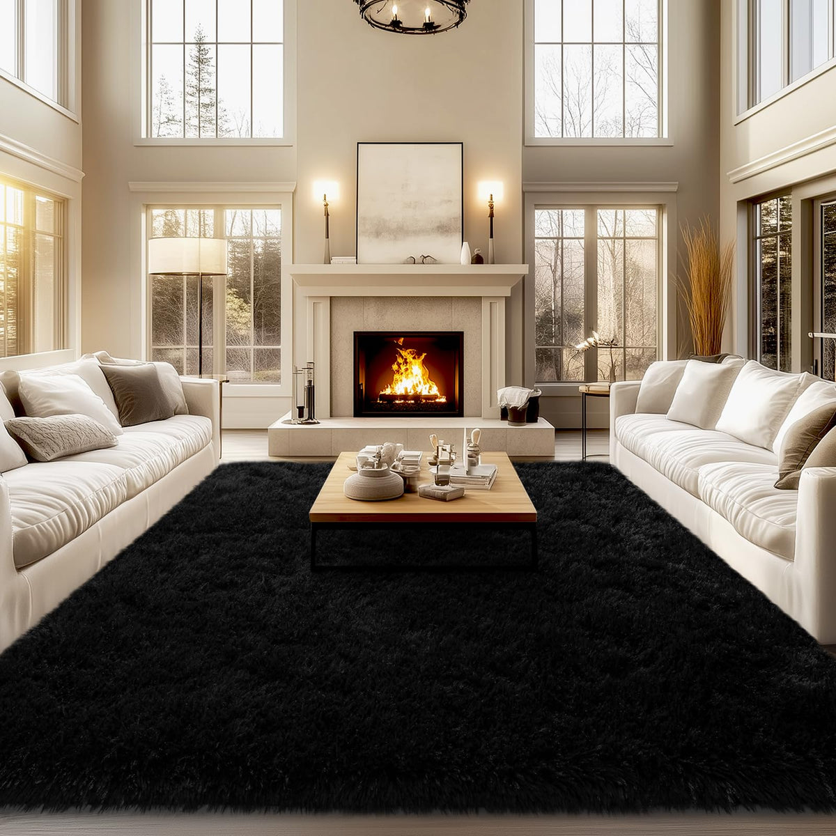 qulint Large Area Rug for Living Room 10x14, Fluffy Tan Rug for Bedroom