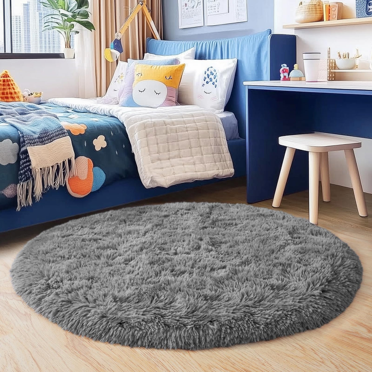 8x10 Area Rugs for Living Room, Ultra Soft Large Shag Black Bedroom Rug Upgrade Non-Slip Plush Modern Fluffy Carpet for Kids Boys Girls Room Home Decor Aesthetic
