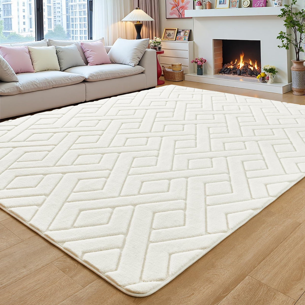 5x7 Black Fluffy Shag Area Rug for Living Room Bedroom