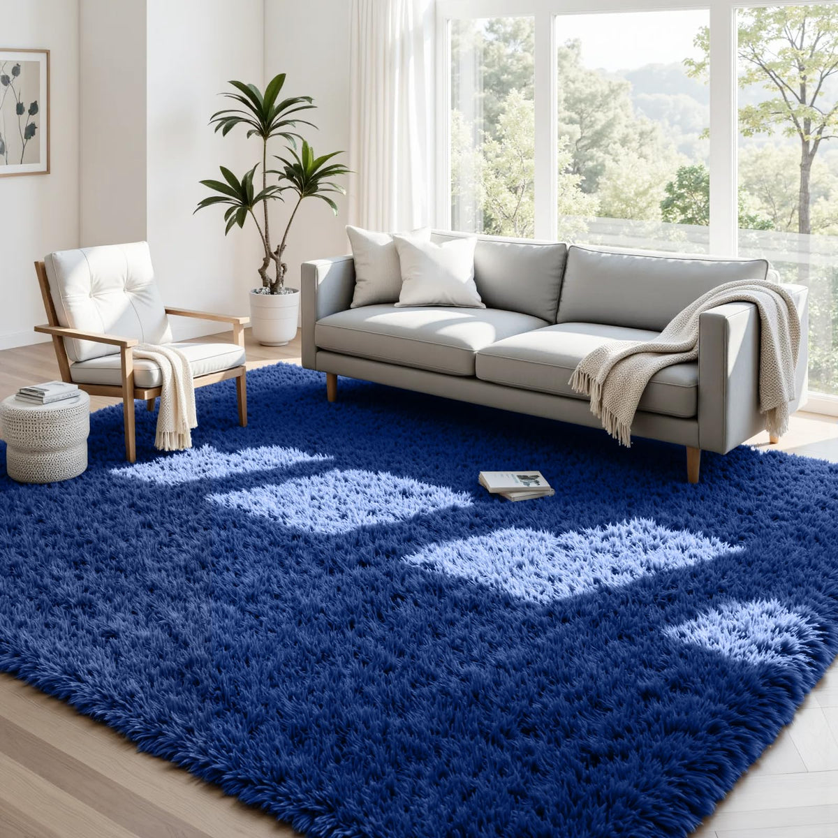8x10 Fluffy Shag Area Rugs for Living Room Bedroom: Soft Carpet Gray Camel