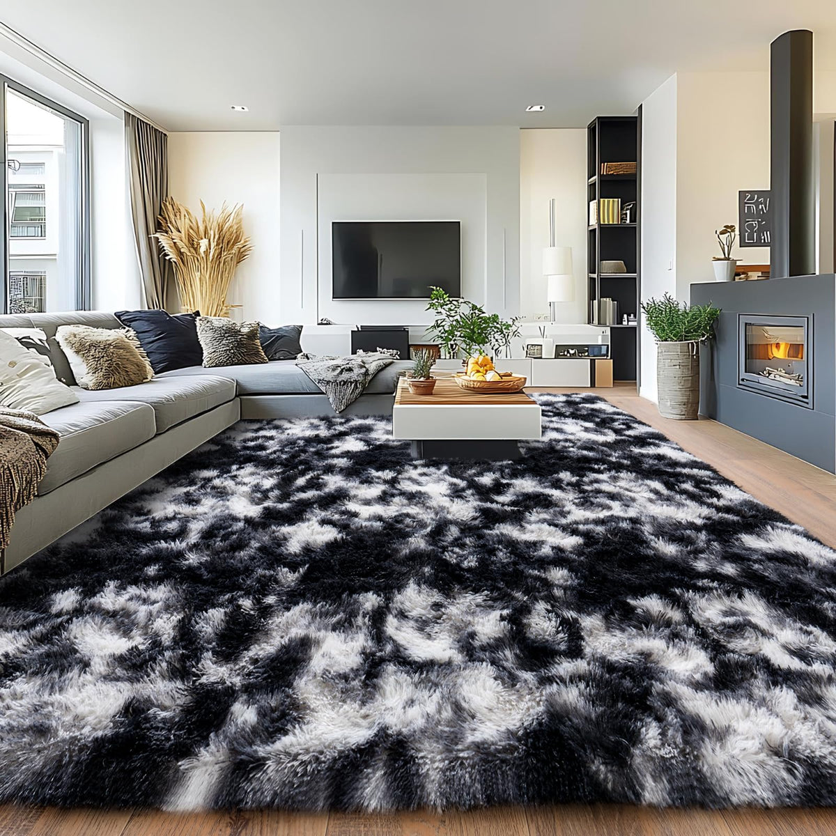 Pionblank 8x10 Rug for Living Room, Fluffy Large Area Rug, Cream White
