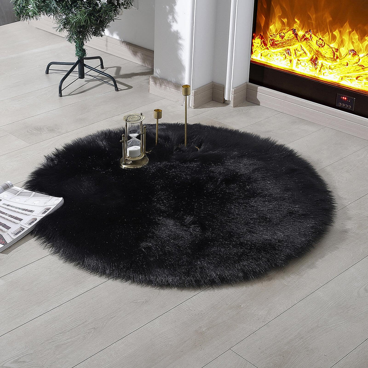 linmopm Faux Fur Sheepskin Fluffy Shag Fuzzy Rug, White, 2x6 ft Runner