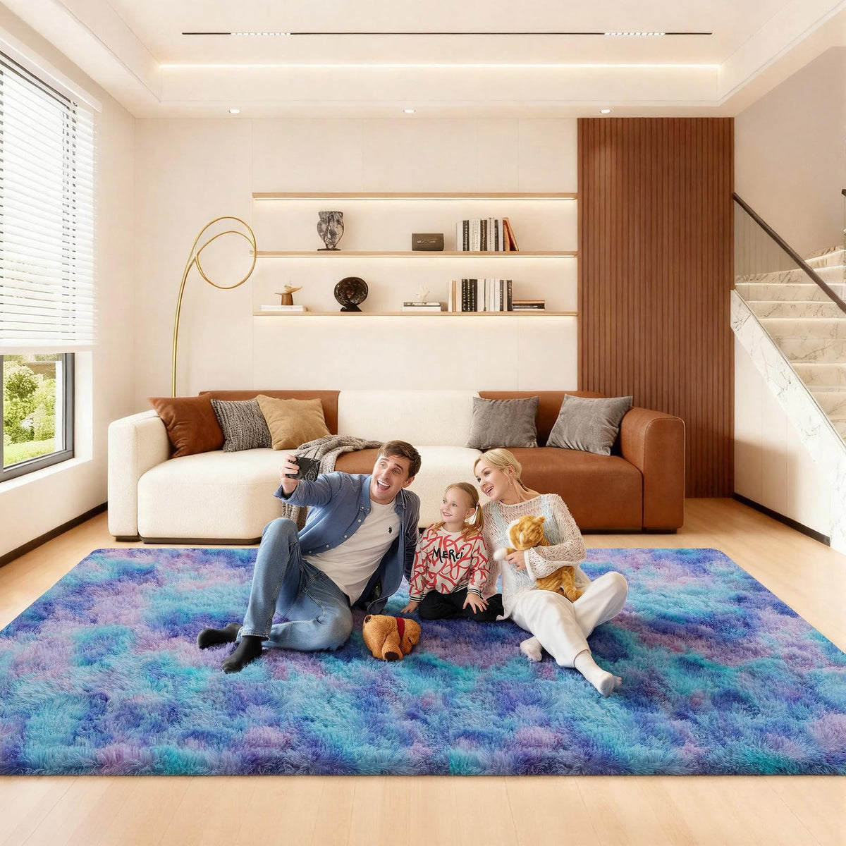 5x7 Large Fluffy Area Rugs for Living Room Bedroom, Light Tan
