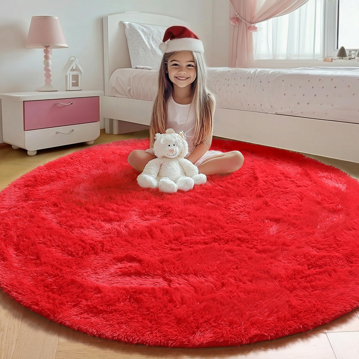 Area Rugs for Living Room Bedroom, 5x8 Fluffy Tie-Dyed Light Grey Shag Rug