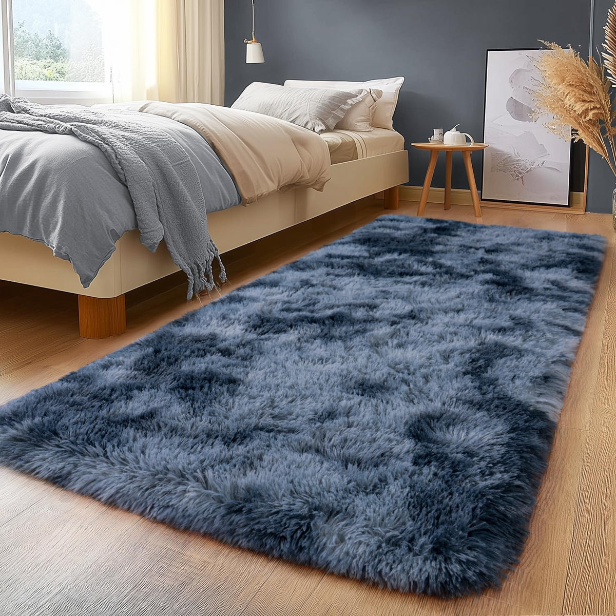 Large Living Room Area Rug 9x12Ft Shaggy Carpet Fuzzy Carpet Tie Dye Camel