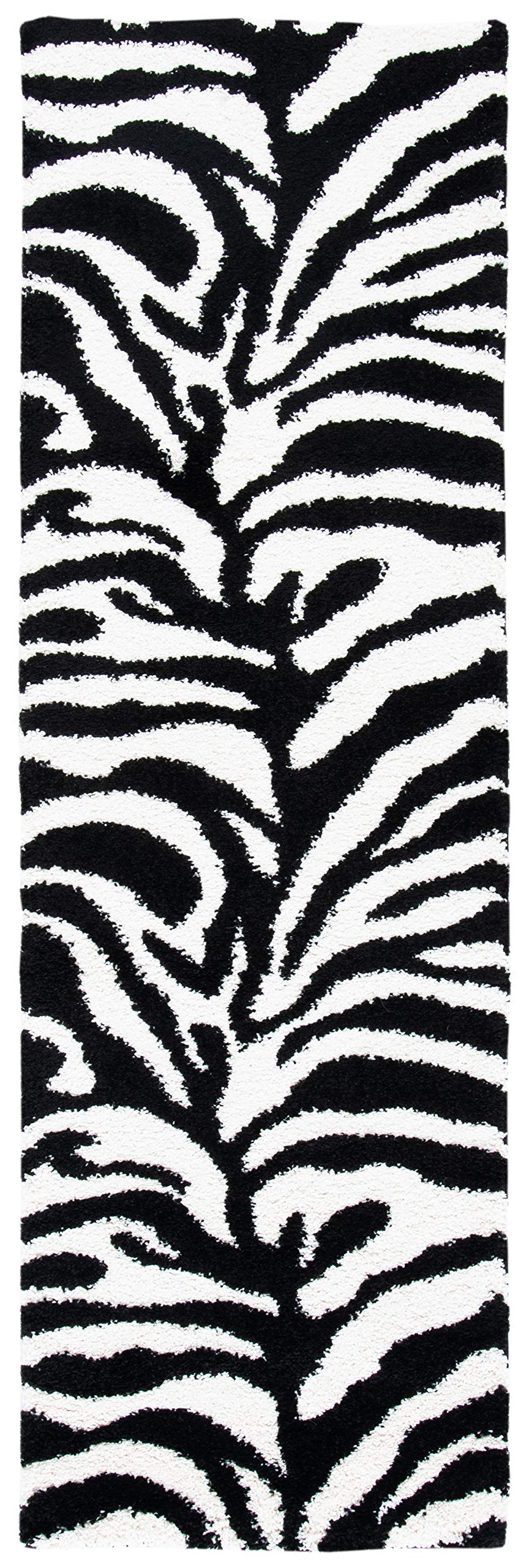 SAFAVIEH Florida Shag Collection Area Rug - 8'6" x 12', Ivory & Black, Zebra Print Design, Non-Shedding & Easy Care, 1.2-inch Thick Ideal for High Traffic Areas in Living Room, Bedroom (SG452-1290)