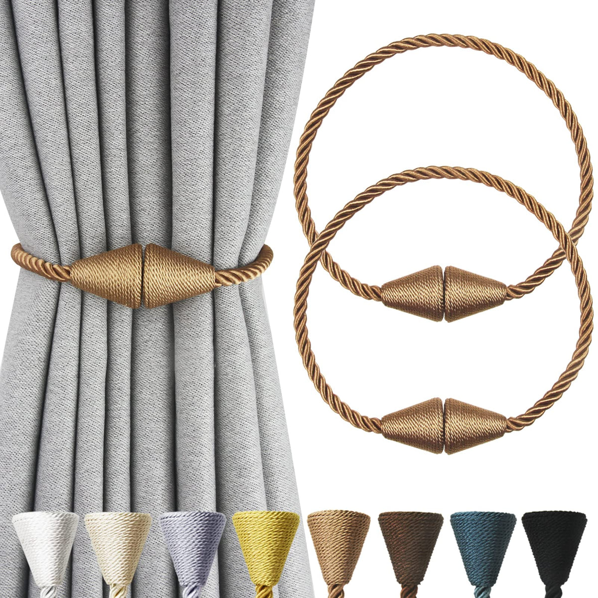 Magnetic Curtain Tiebacks Rope Decorative Holdbacks for Drapes Nieffeiy