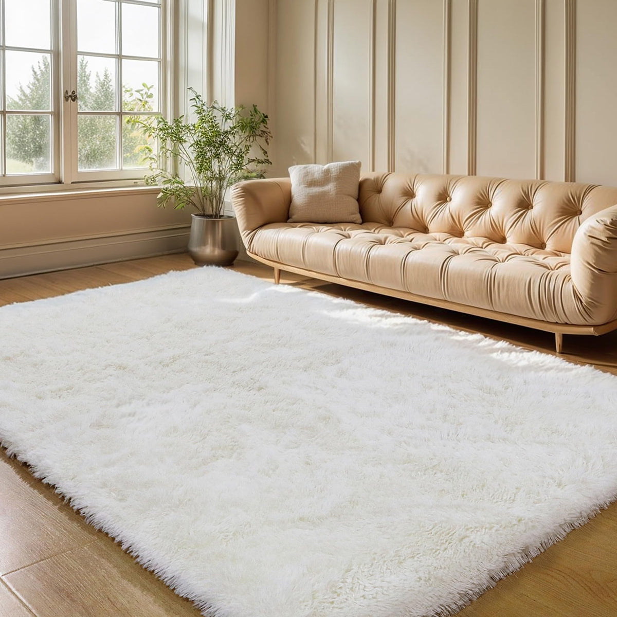 KICHOWUA 4x6 Fluffy Fuzzy Kids Shag Rainbow Rug for Girls Bedroom Playroom