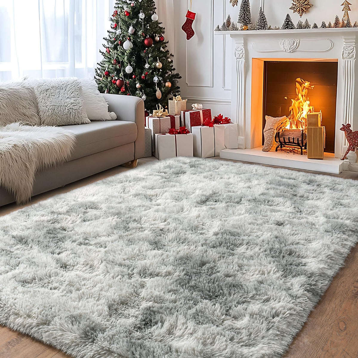 Pionblank 8x10 Rug for Living Room, Fluffy Large Area Rug, Cream White