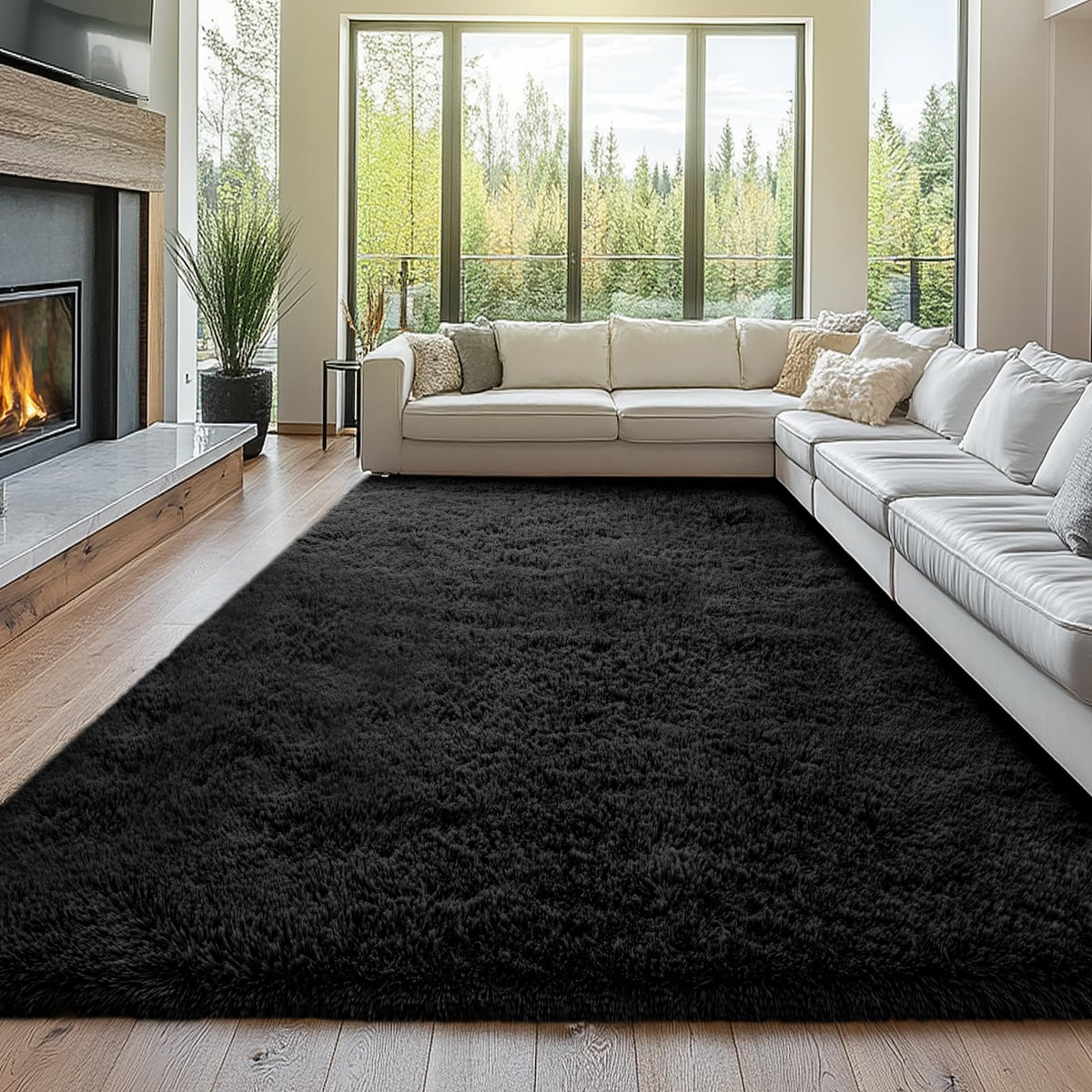 Topmaxcs Fluffy 8x10 Area Rug for Living Room – Grey Shag Plush Rugs