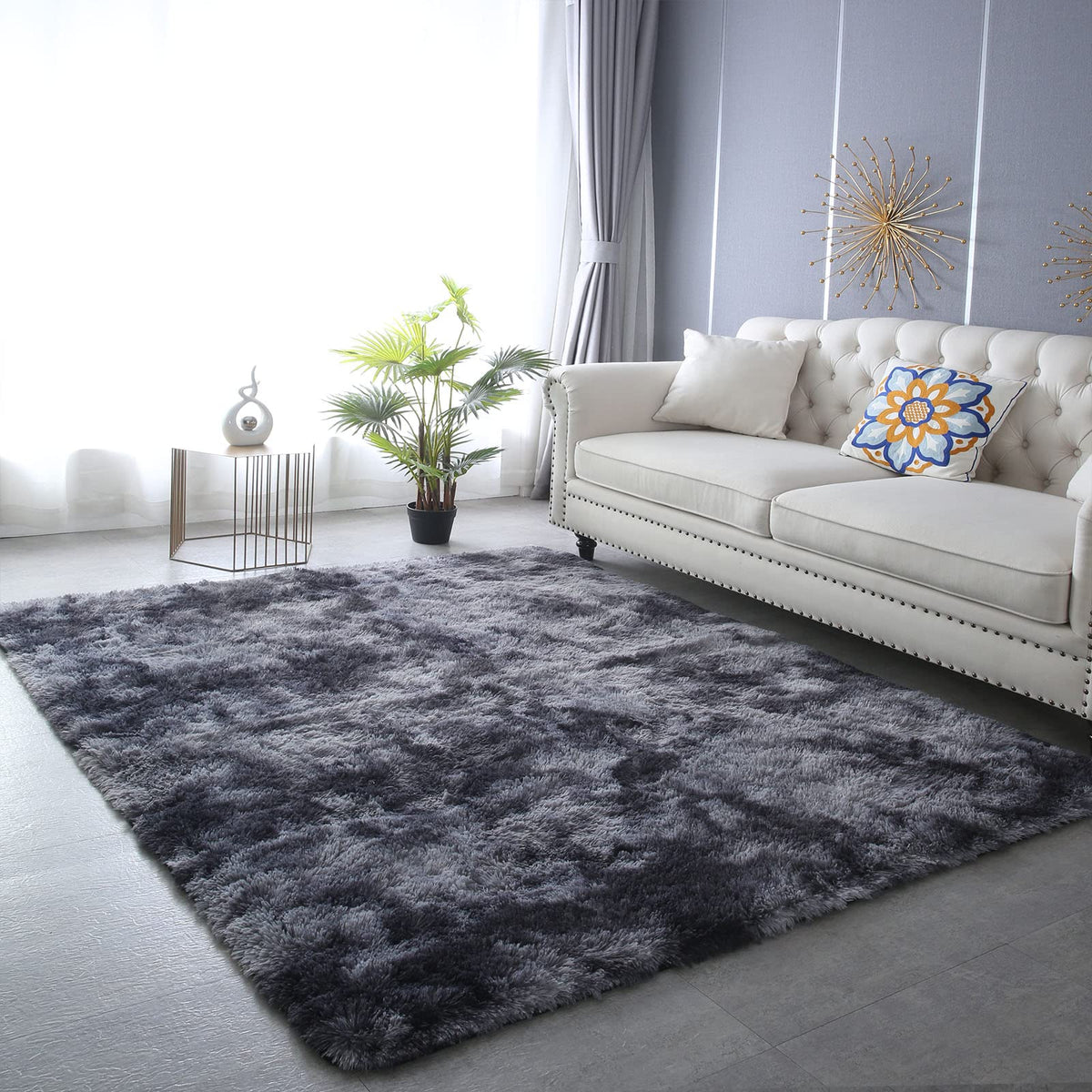 CAIYUECS White Fluffy Bedroom Rug 5x7 – Ultra Soft Shag Dorm Decor