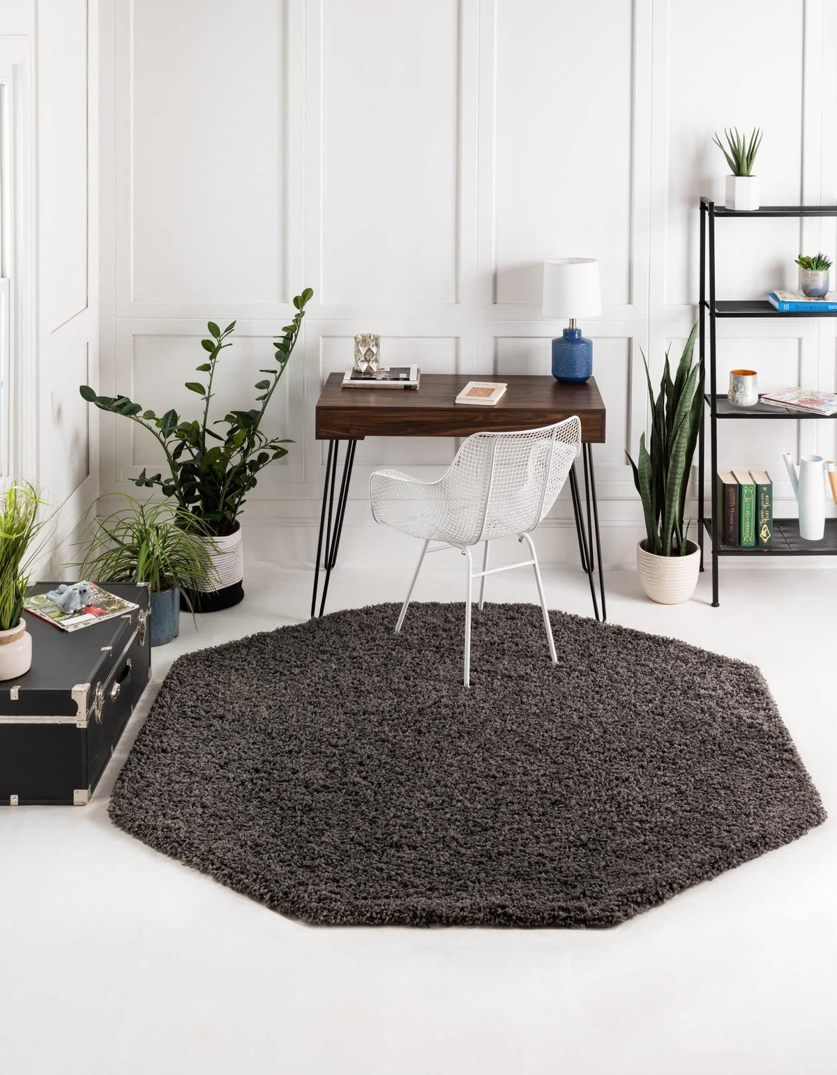 Unique Loom Solid Shag Collection Area Rug (8' x 10' Rectangle, Sandy Brown)