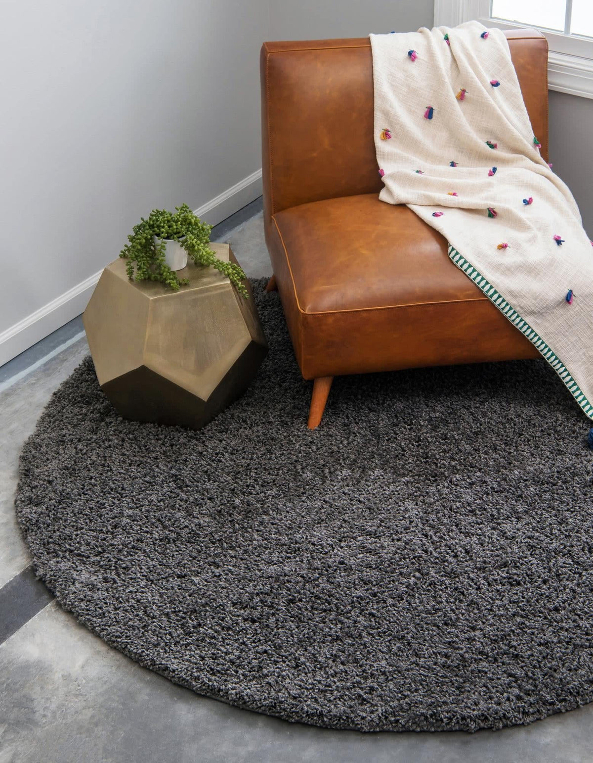 Unique Loom Solid Shag Collection Area Rug (8' x 10' Rectangle, Sandy Brown)