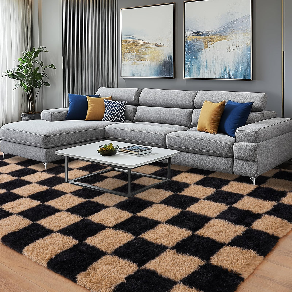 8x10 Shag Area Rug for Living Room, Fluffy Plush Rug Non-Slip Floor Carpet
