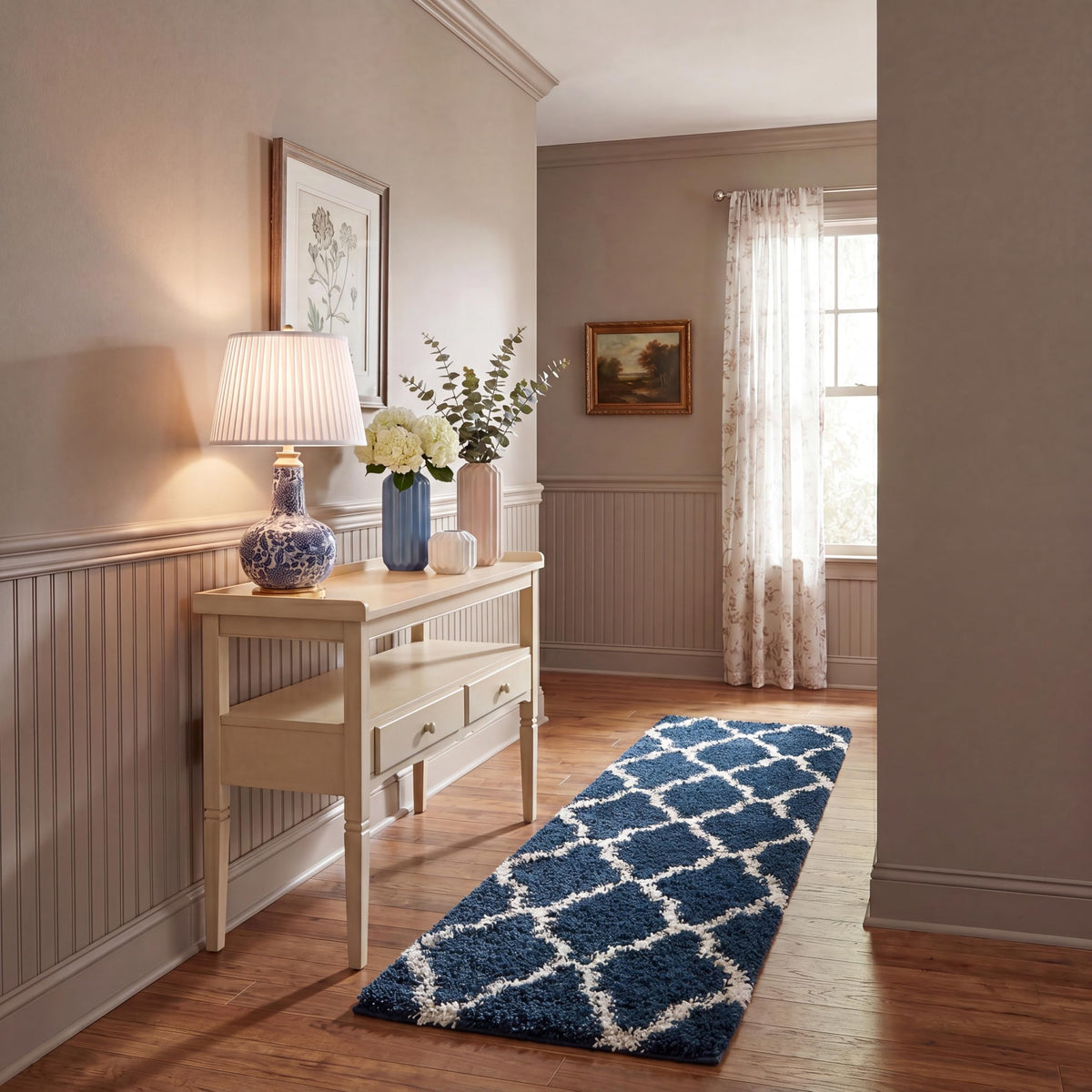 SAFAVIEH Dallas Shag Collection 8' x 10' Beige/Ivory SGD257D Trellis Non-Shedding Living Room Bedroom Dining Room Entryway Plush 1.5-inch Thick Area Rug