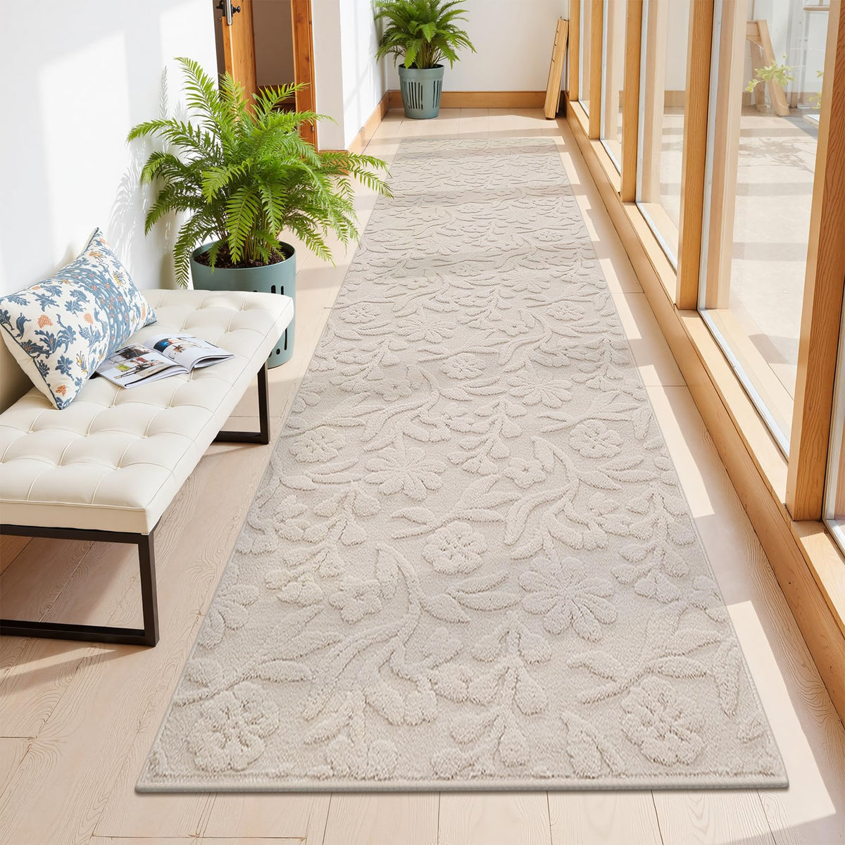 Vaukki 8x10 Area Rug for Living Room, Beige Throw Carpet for Bedroom