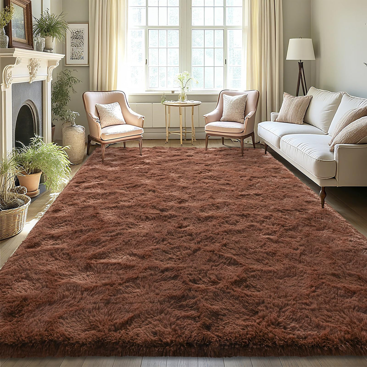 LOCHAS Area Rugs Fluffy Living Room Carpets for Kids Bedroom 6x9, Cream
