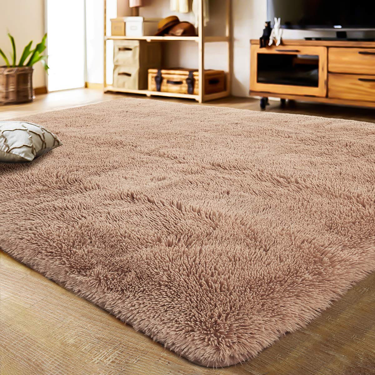 LOCHAS Area Rugs Fluffy Living Room Carpets for Kids Bedroom 6x9, Cream