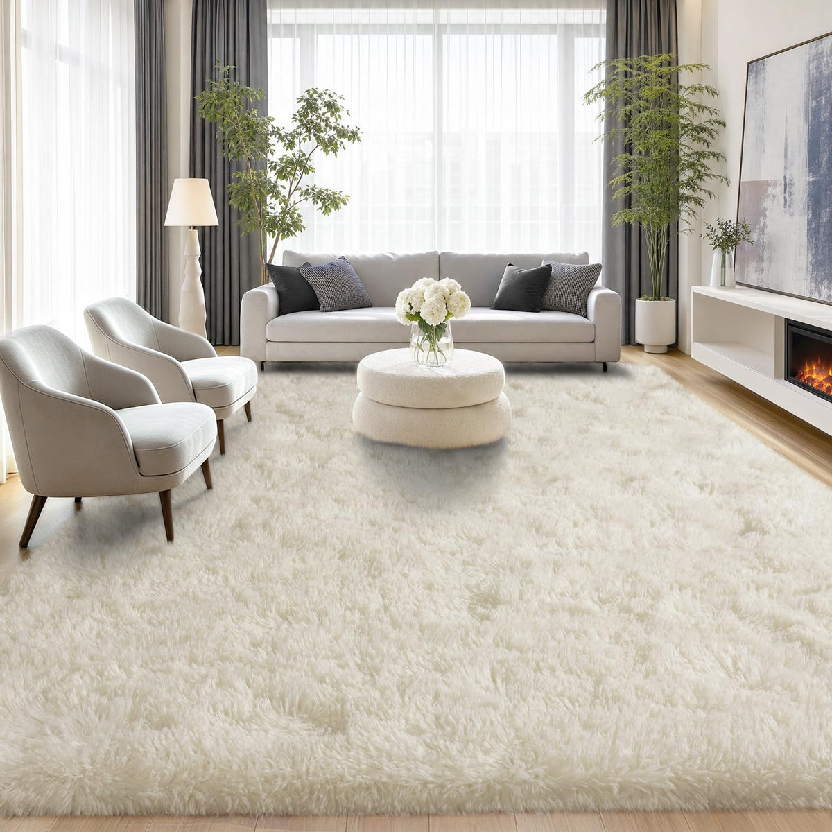 8x10 Shag Area Rug for Living Room, Fluffy Plush Rug Non-Slip Floor Carpet