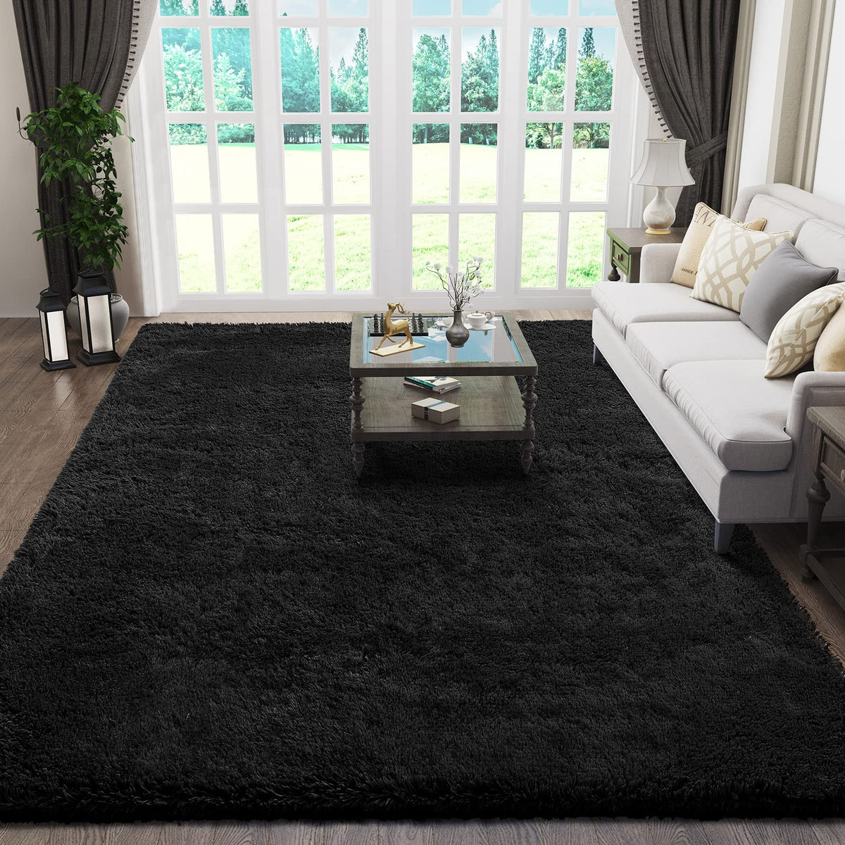 Ophanie 8x10 Area Rugs for Living Room,Upgrade Non-Slip Fluffy Soft Large Shag Bedroom Carpet, Grey Big Indoor Thick Rug,Gray Carpets for Room Dorm Decor with Over 99 pcs Pile fibers