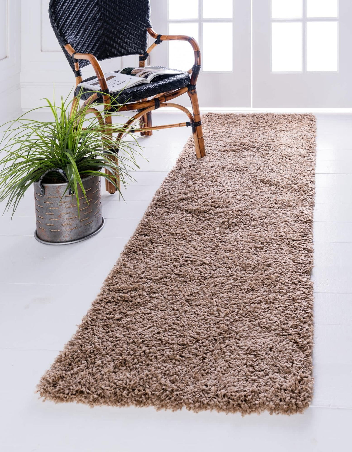Unique Loom Solid Shag Collection Area Rug (8' x 10' Rectangle, Sandy Brown)