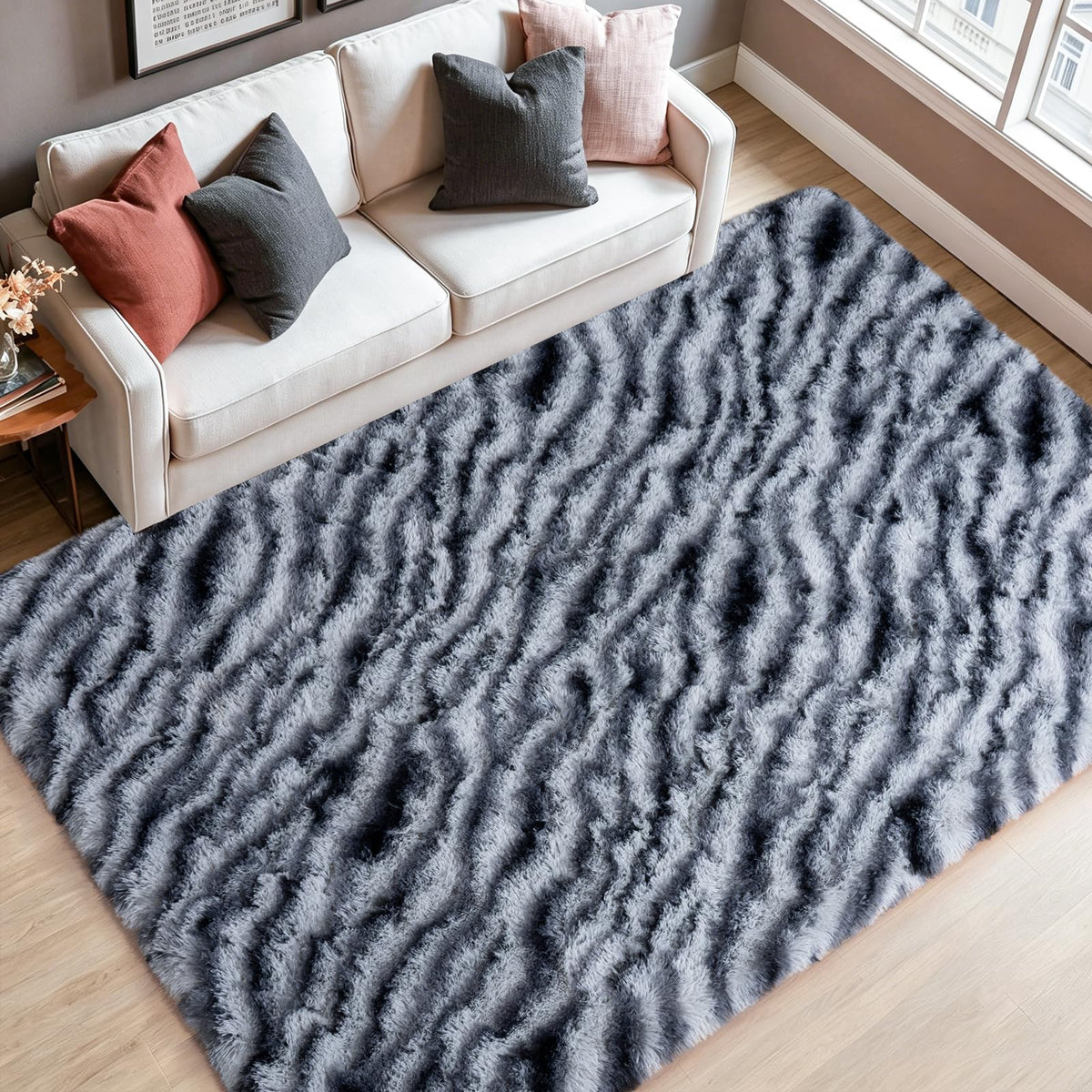 qulint Large Area Rug for Living Room 10x14, Fluffy Tan Rug for Bedroom