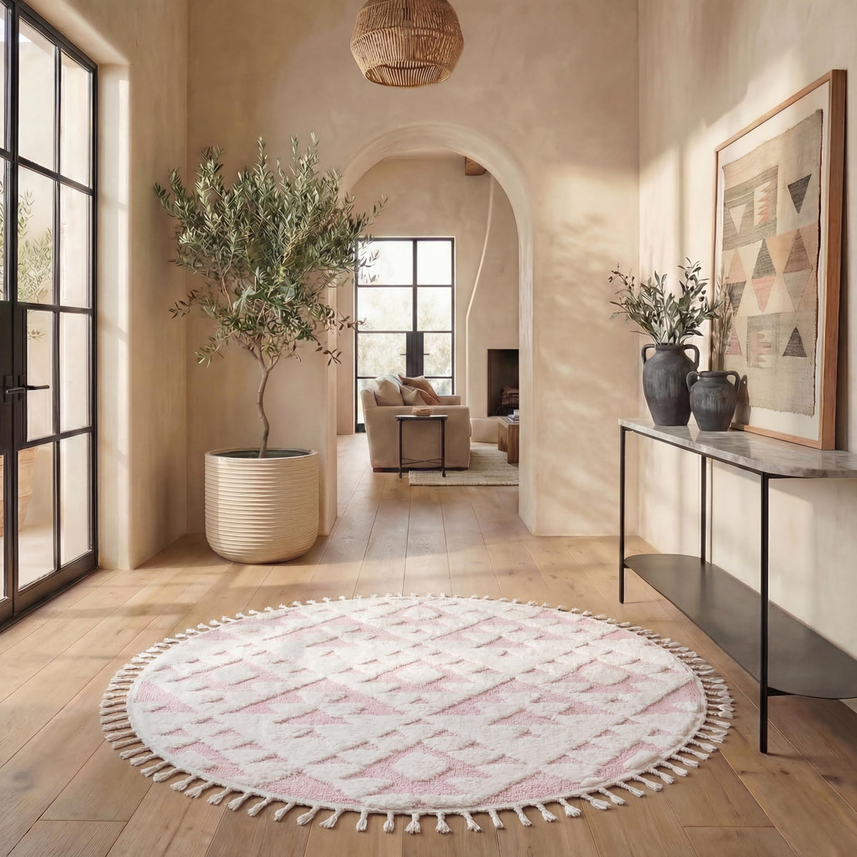 SAFAVIEH Moroccan Tassel Shag Rug 5'3"x7'6", Ivory & Brick Rust MTS688P