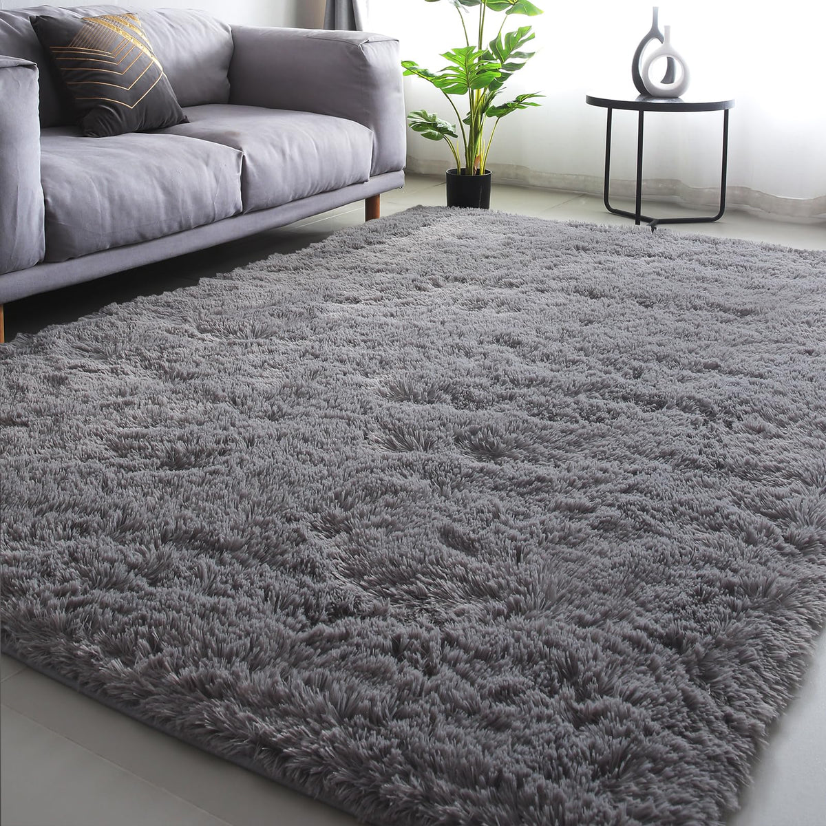 CAIYUECS White Fluffy Bedroom Rug 5x7 – Ultra Soft Shag Dorm Decor