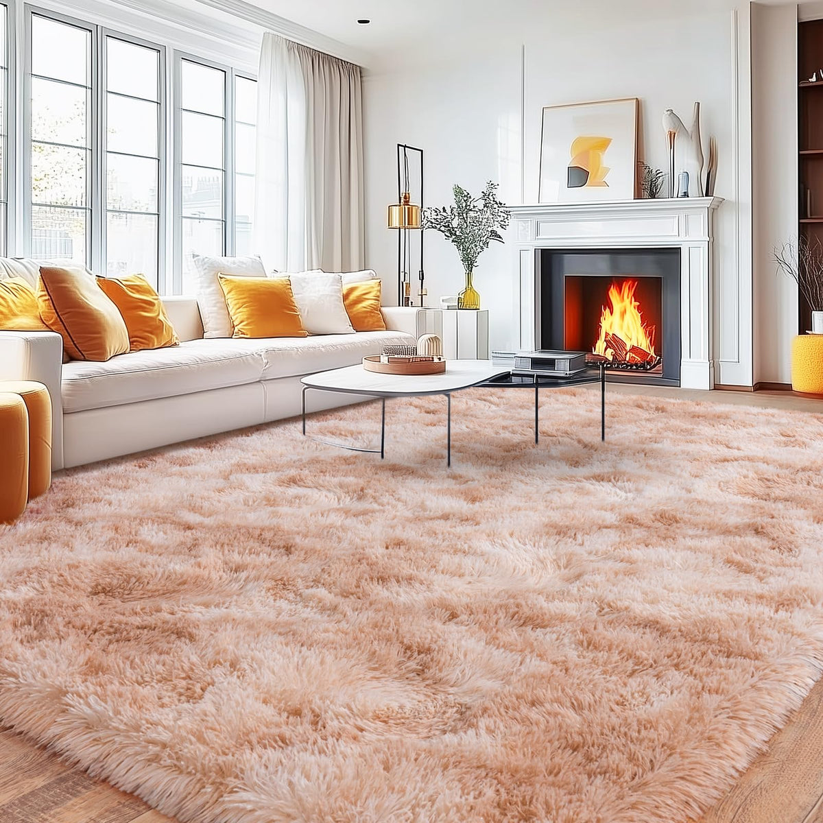 8x10 Area Rugs for Living Room, Large Ultra Fluffy Fuzzy Shag Rug for Bedroom, Modern Plush Soft High Pile Upgrade Non-Slip Carpet for Kids Girls and Boys Room Decor, Tie-Dyed Blue Grey