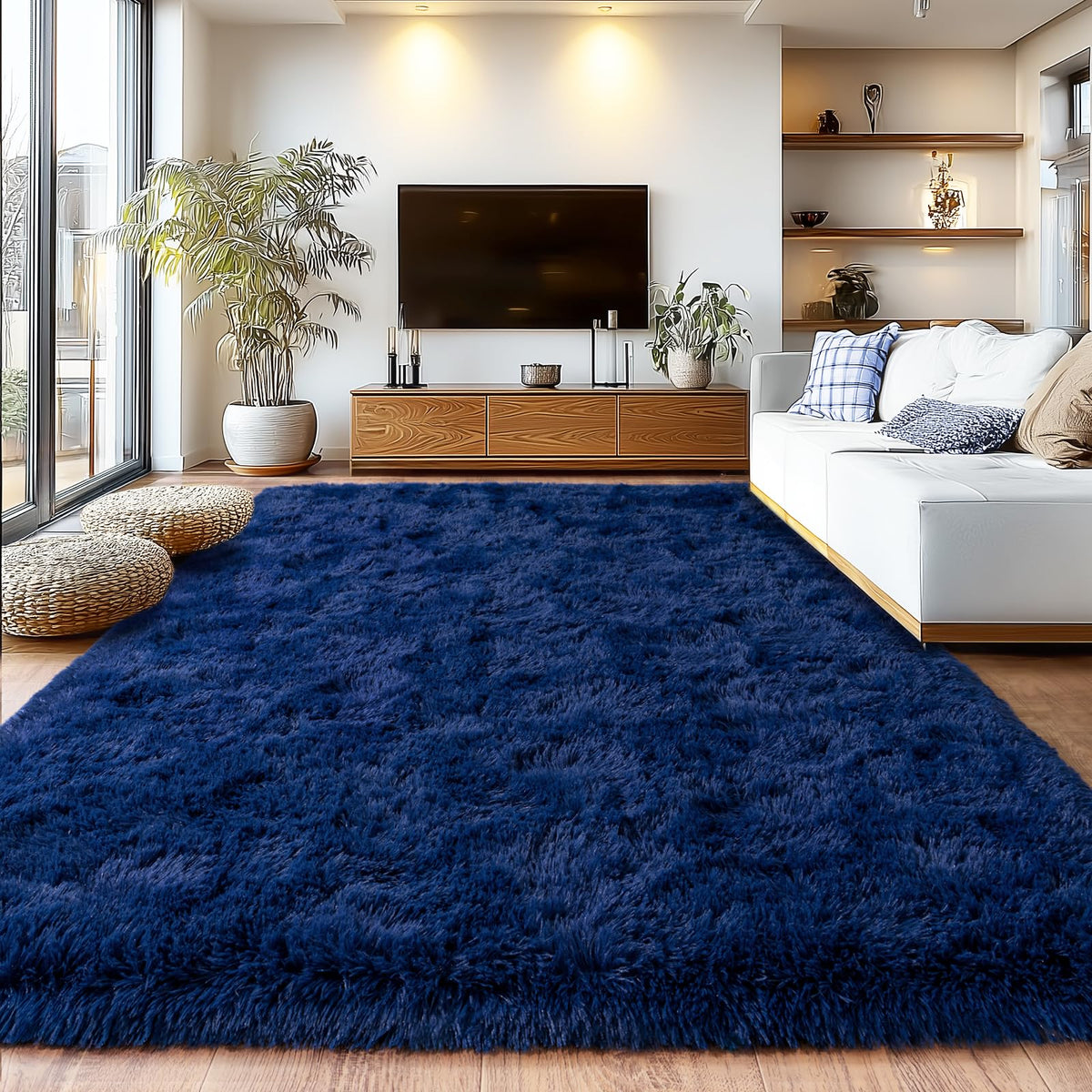 Large Living Room Area Rug 9x12Ft Shaggy Carpet Fuzzy Carpet Tie Dye Camel