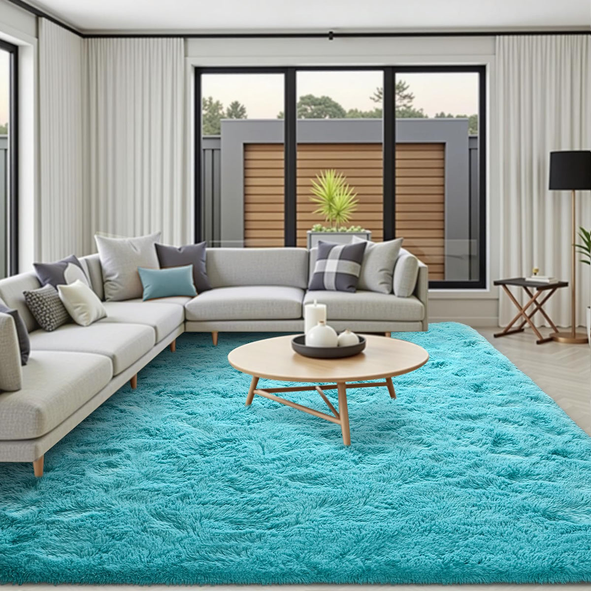 8x10 Area Rugs for Living Room Fluffy Carpet(Black)