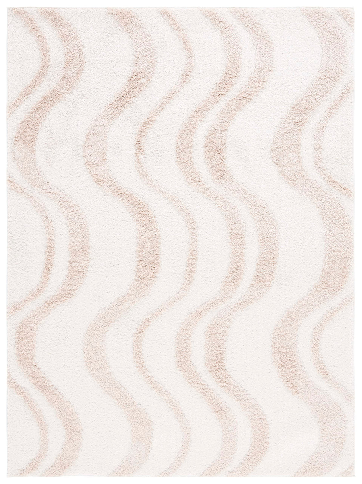 SAFAVIEH Norway Shag Collection Area Rug - 5'3" x 7'6", Blue & Ivory, Wave Design, Non-Shedding & Easy Care, 1.2-inch Thick Ideal for High Traffic Areas in Living Room, Bedroom (NOR210M)