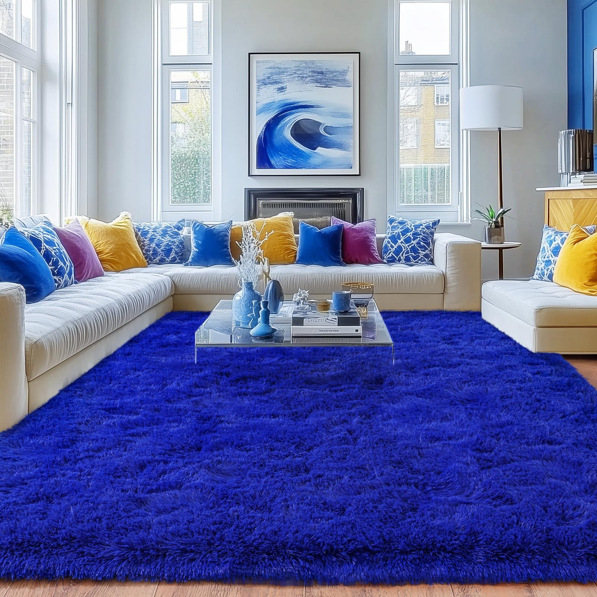 8x10 Area Rugs for Living Room, Ultra Soft Large Shag Black Bedroom Rug Upgrade Non-Slip Plush Modern Fluffy Carpet for Kids Boys Girls Room Home Decor Aesthetic