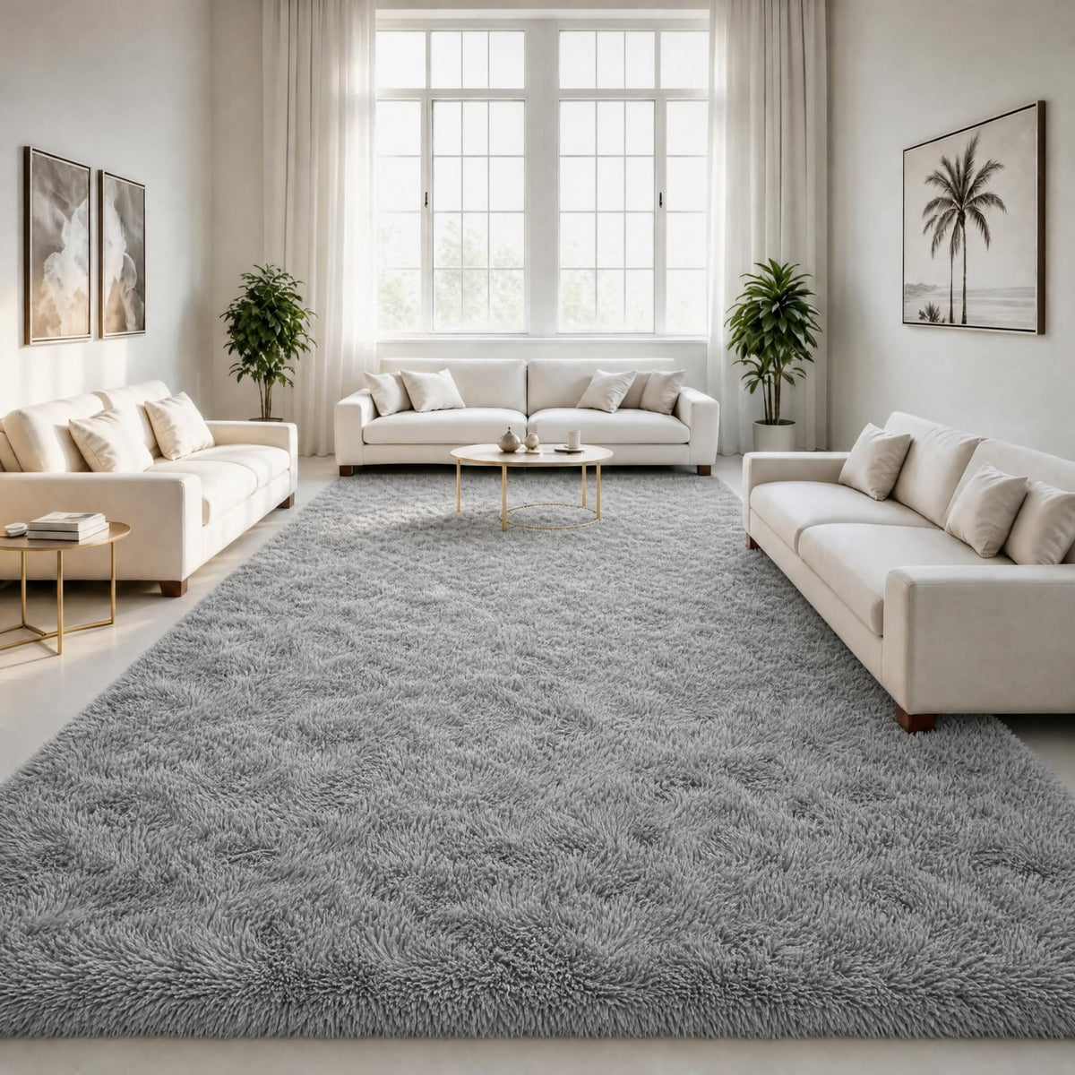 LOCHAS Area Rugs Fluffy Living Room Carpets for Kids Bedroom 6x9, Cream