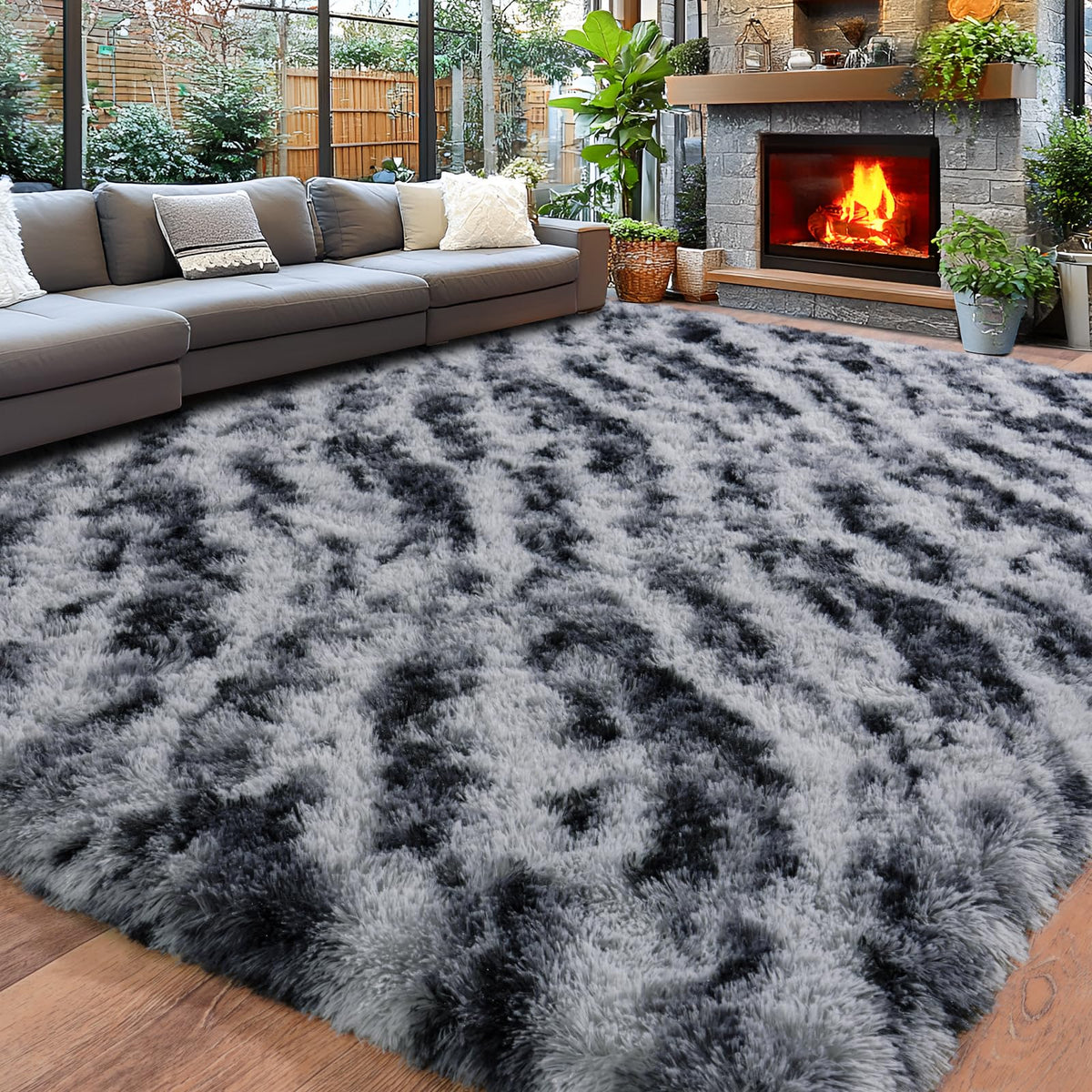 8x10 Area Rugs for Living Room, Cream White Soft Fuzzy Large Shaggy Rug