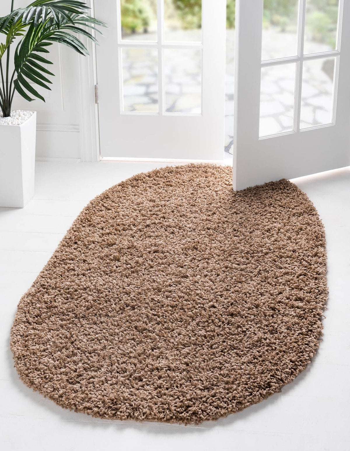 Unique Loom Solid Shag Collection Area Rug (8' x 10' Rectangle, Sandy Brown)