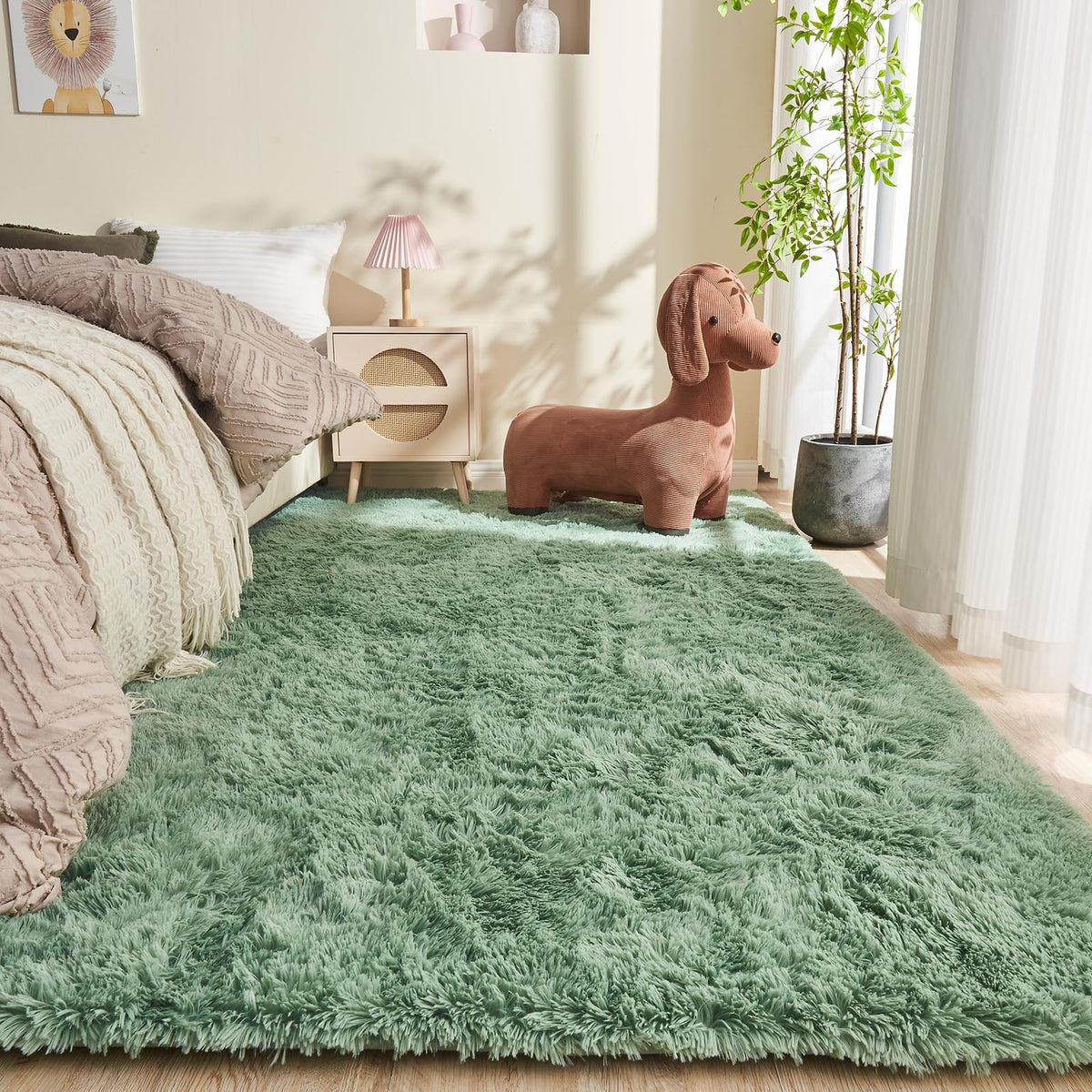 OPPODREAM 5x7 Beige Rugs for Bedroom, Ultra-Soft Fluffy Area Rugs for Living Room, 5 x 7 Shag Carpet for Nursery, Kids, Girl, Boy, Baby, Plush, Fuzzy, Shaggy, Cute Home Decor