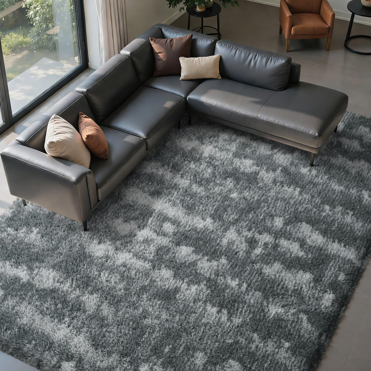 8x10 Area Rugs for Living Room Fluffy Carpet(Black)