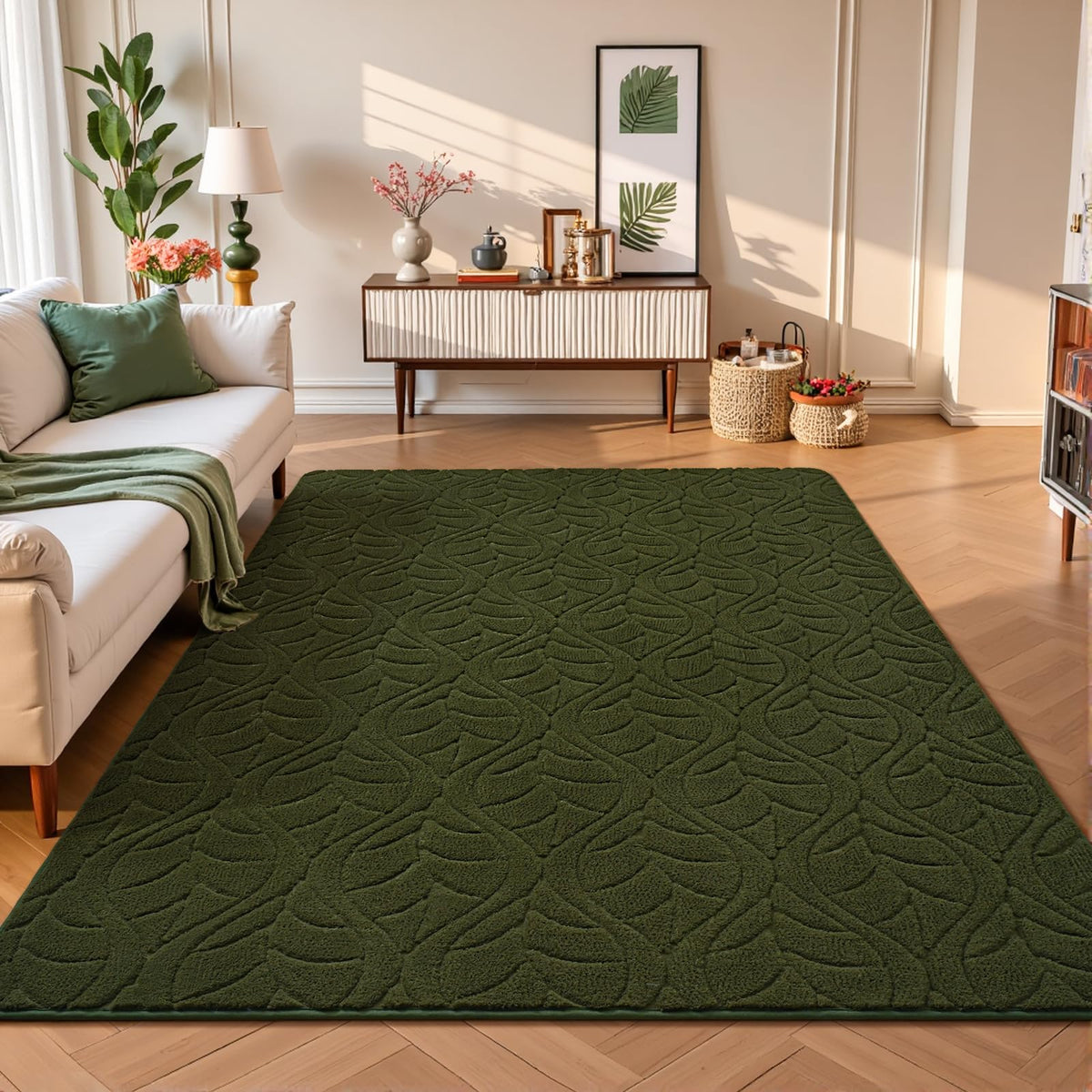 5x7 Black Fluffy Shag Area Rug for Living Room Bedroom