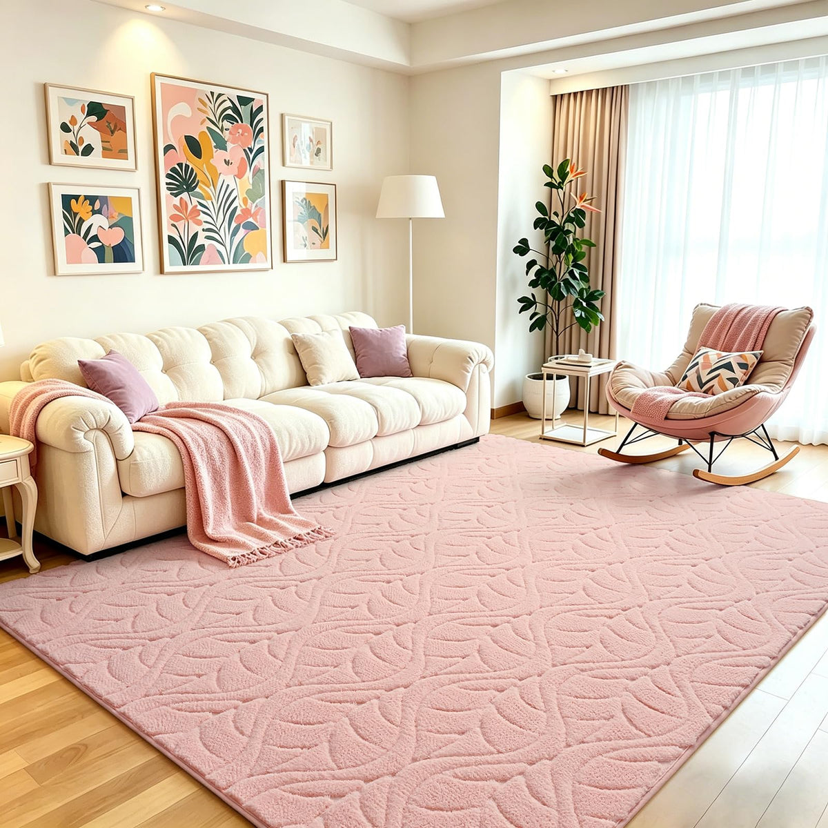 5x7 Black Fluffy Shag Area Rug for Living Room Bedroom